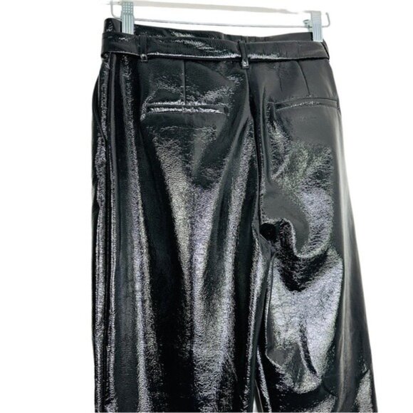 Who What Wear Vinylcore High Waisted Shiny Faux Leather Belted Pants Sz 2 - Picture 5 of 12